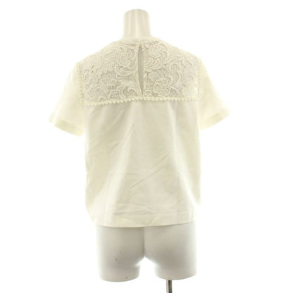 Miu Miu Miu Top Short Sleeve Lace Contrast Crew Neck S White KU
