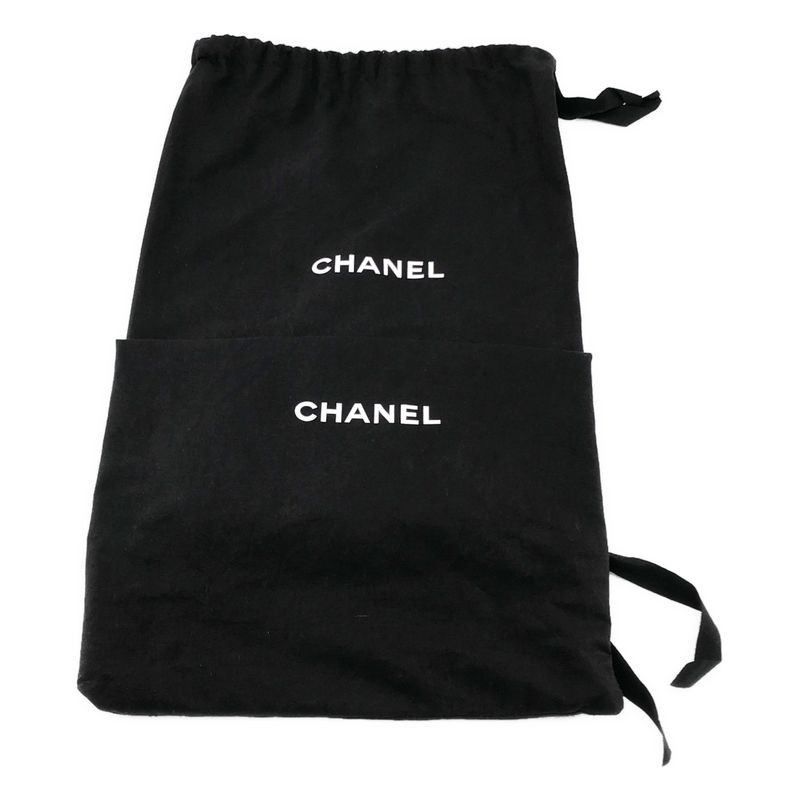 Chanel CC Logo Side Zip Lace Up Boots 36.5 Black