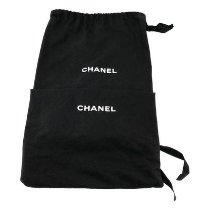 Chanel CC Logo Side Zip Lace Up Boots 36.5 Black