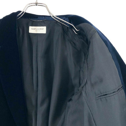 Saint Laurent Paris Eddie Era Velvet Velour Tweed Jacket 48 Dark Navy