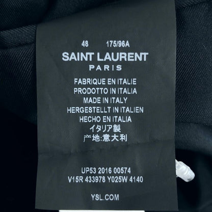 Saint Laurent Paris Eddie Era Velvet Velour Tweed Jacket 48 Dark Navy