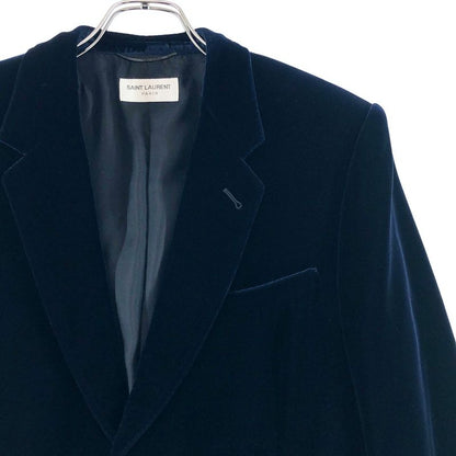 Saint Laurent Paris Eddie Era Velvet Velour Tweed Jacket 48 Dark Navy