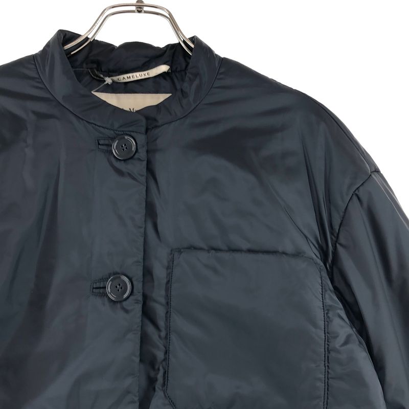 Max Mara the Cube Picasso Technical Canvas Collarless Jacket 38 Navy