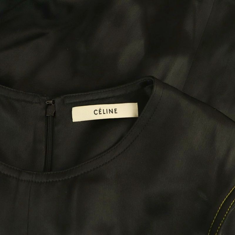 Celine Phoebe Philo Era Blouse Shirt Acetate Long Sleeve Silk Switch 36 Black SS