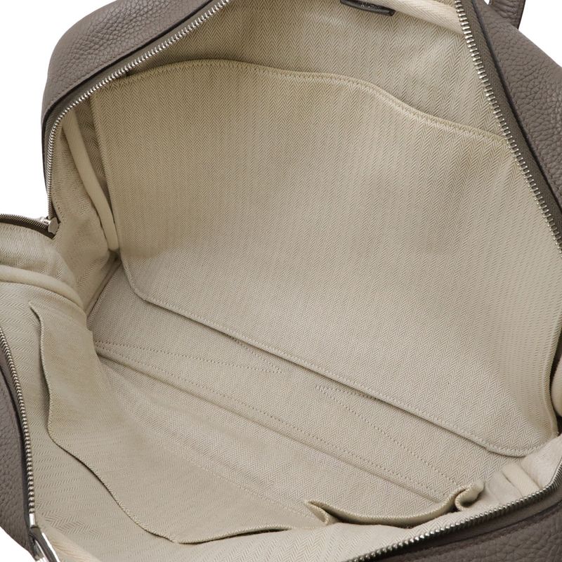 Hermes Victoria 40 Boston Bag Travel Taurillon Clemence Leather Etoupe Grey