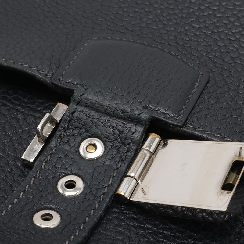 Hermes Sac a Depeches 38 Business Briefcase Document Purse Fjord Leather Navy