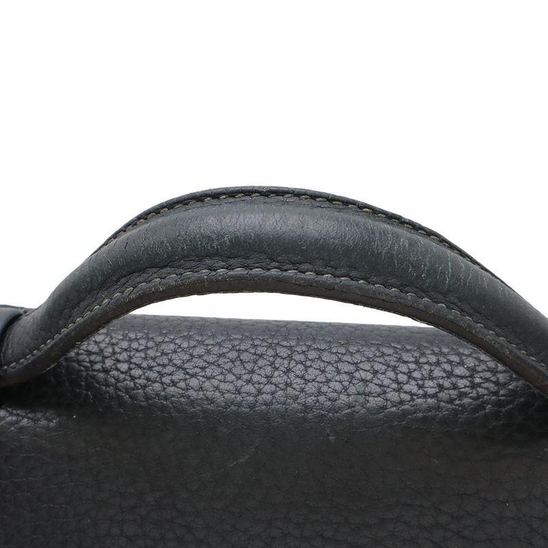 Hermes Sac a Depeches 38 Business Briefcase Document Purse Fjord Leather Navy