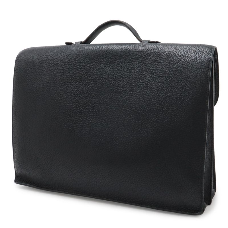 Hermes Sac a Depeches 38 Business Briefcase Document Purse Fjord Leather Navy