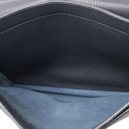 Hermes Sac a Depeches 38 Business Briefcase Document Purse Fjord Leather Navy