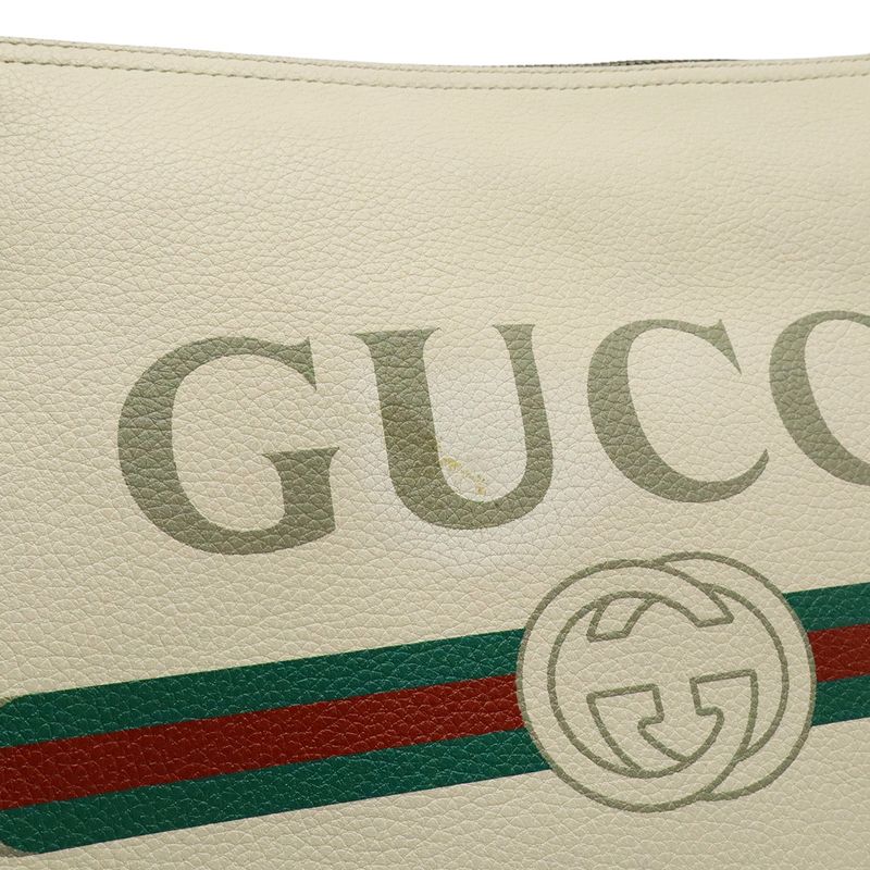 Gucci Print Portfolio Clutch Leather Ivory White Green Red