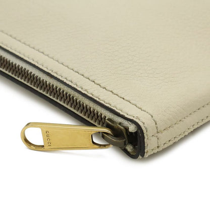 Gucci Print Portfolio Clutch Leather Ivory White Green Red