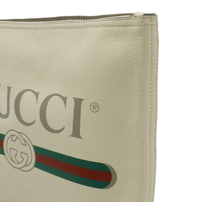 Gucci Print Portfolio Clutch Leather Ivory White Green Red