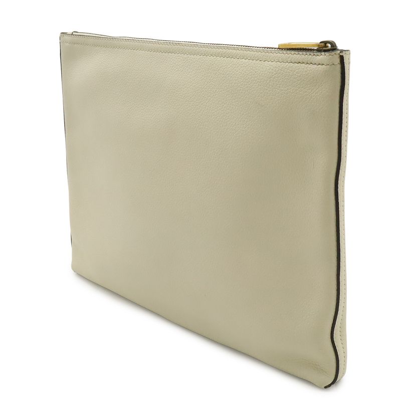 Gucci Print Portfolio Clutch Leather Ivory White Green Red