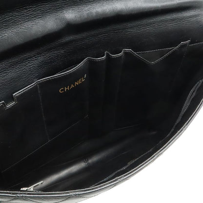 Chanel Bicolor CC Logo Business Briefcase Document Purse Handbag Leather Black