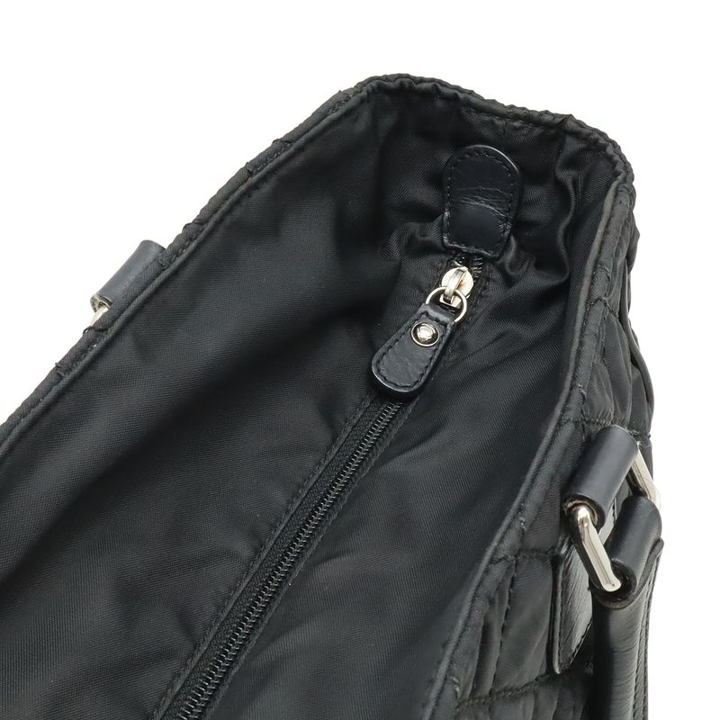 Chanel Paris New York Klein Quilted CC Logo Tote Shoulder Bag Nylon Canvas Black