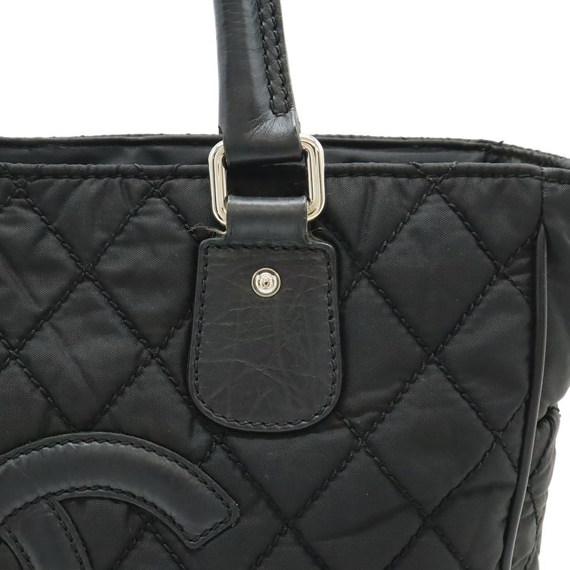 Chanel Paris New York Klein Quilted CC Logo Tote Shoulder Bag Nylon Canvas Black