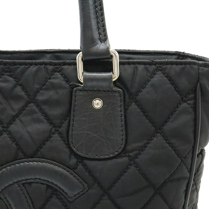 Chanel Paris New York Klein Quilted CC Logo Tote Shoulder Bag Nylon Canvas Black