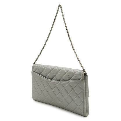Chanel Quilted CC Logo Chain Bag Shoulder Semi Leather Silver