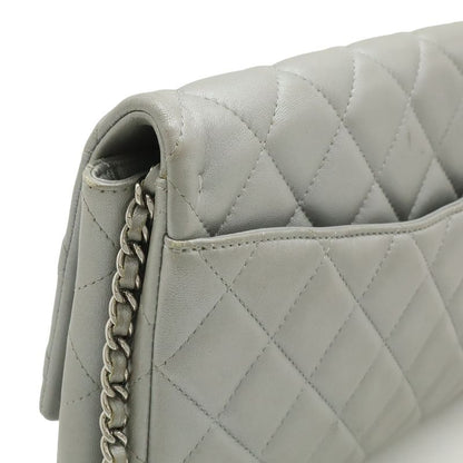 Chanel Quilted CC Logo Chain Bag Shoulder Semi Leather Silver