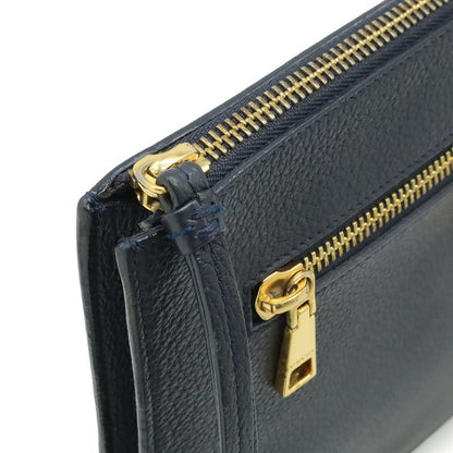 Versace Medusa Clutch Zip Pouch Leather Navy Black Gold