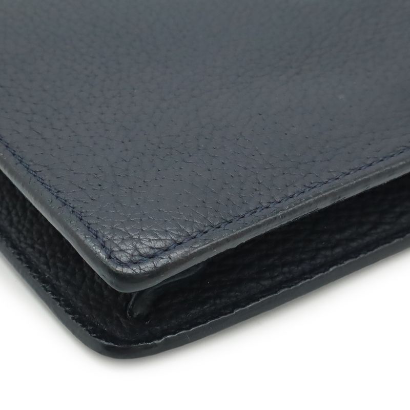 Versace Medusa Clutch Zip Pouch Leather Navy Black Gold