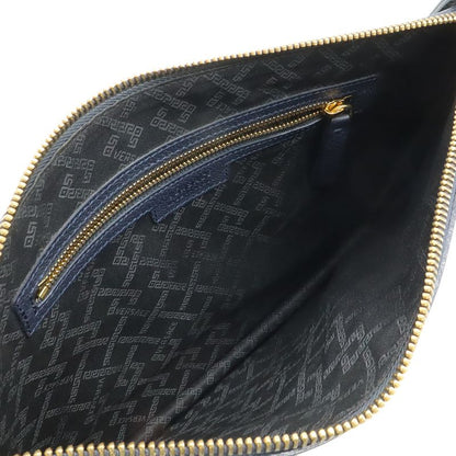 Versace Medusa Clutch Zip Pouch Leather Navy Black Gold