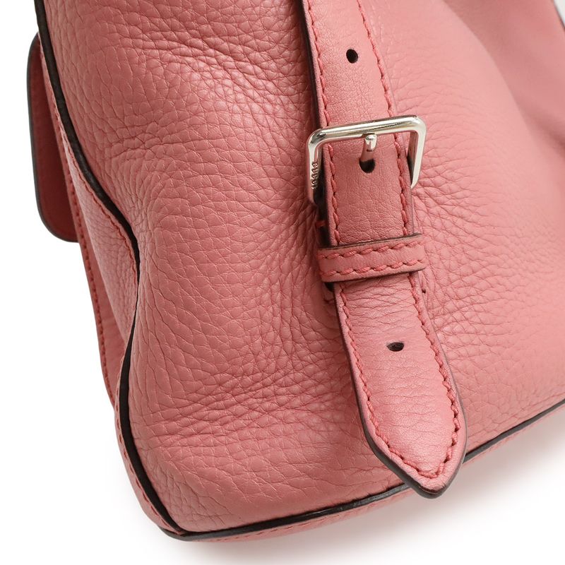 Gucci Bamboo Backpack Shoulder Bag Fringe Tassel Leather Pink Silver