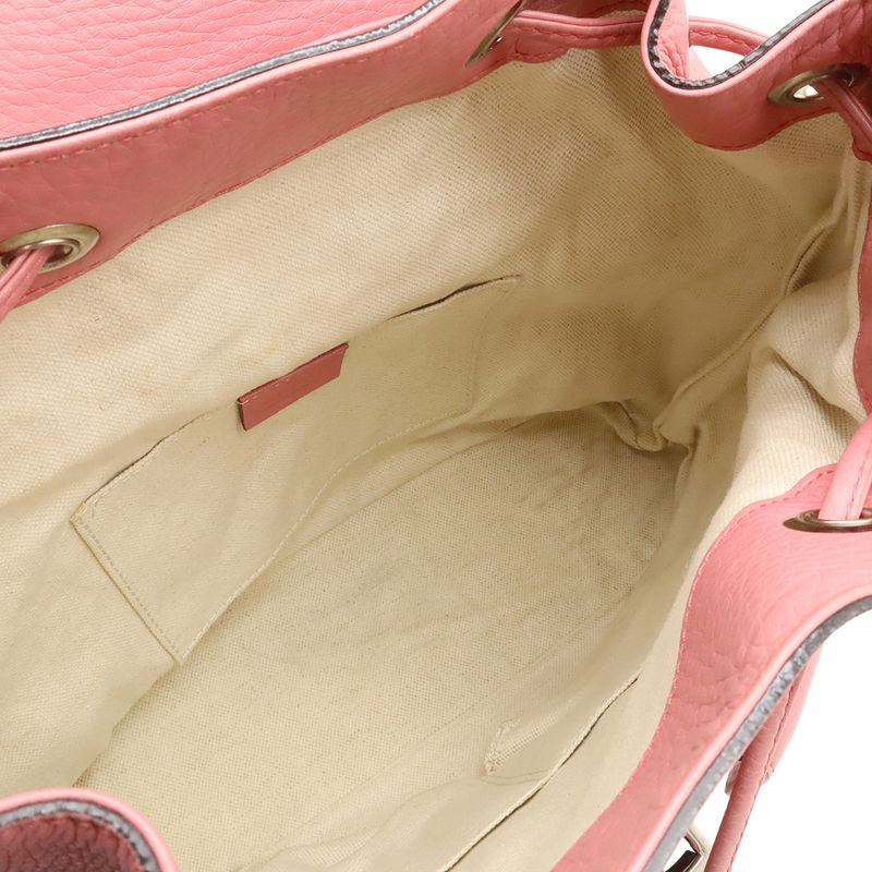 Gucci Bamboo Backpack Shoulder Bag Fringe Tassel Leather Pink Silver