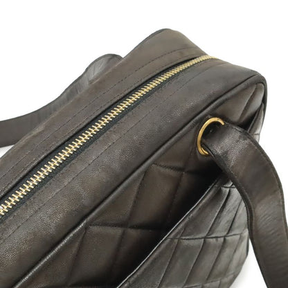 Chanel CC Logo Quilted Tote Shoulder Bag Leather Black Gold