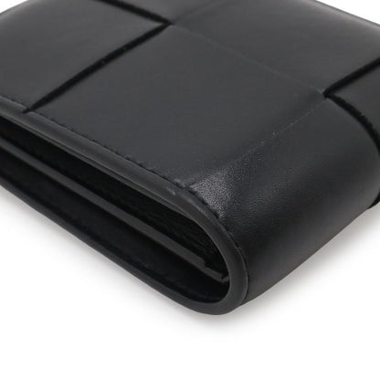 Bottega Veneta Maxi Intrecciato Cassette Bifold Wallet Leather Black