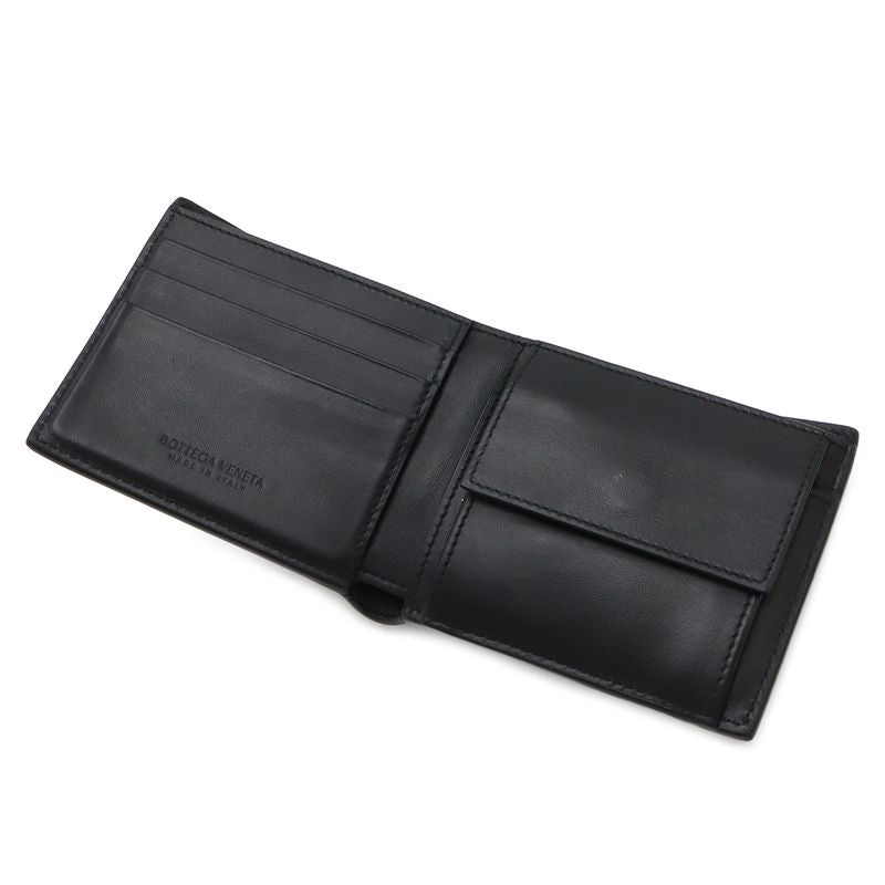 Bottega Veneta Maxi Intrecciato Cassette Bifold Wallet Leather Black