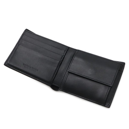 Bottega Veneta Maxi Intrecciato Cassette Bifold Wallet Leather Black