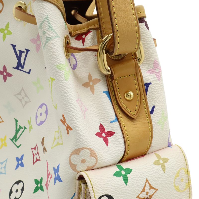 Louis Vuitton Monogram Multicolor Petit Noe Shoulder Bag Drawstring Blanc White