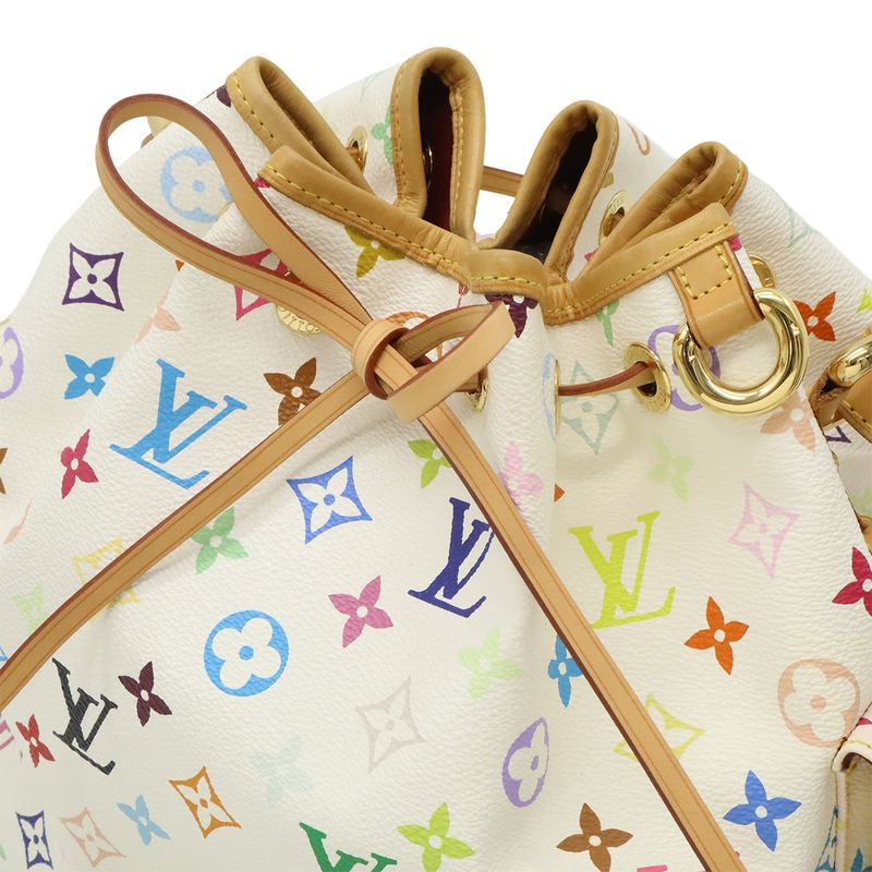 Louis Vuitton Monogram Multicolor Petit Noe Shoulder Bag Drawstring Blanc White