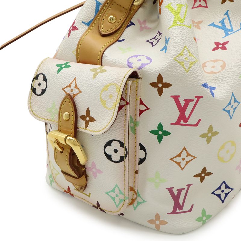 Louis Vuitton Monogram Multicolor Petit Noe Shoulder Bag Drawstring Blanc White