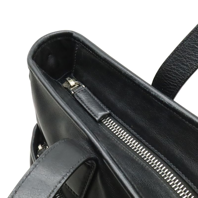 Prada Tote 2-Way Shoulder Bag Crossbody Leather Nero Black Silver