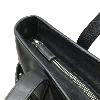 Prada Tote 2-Way Shoulder Bag Crossbody Leather Nero Black Silver