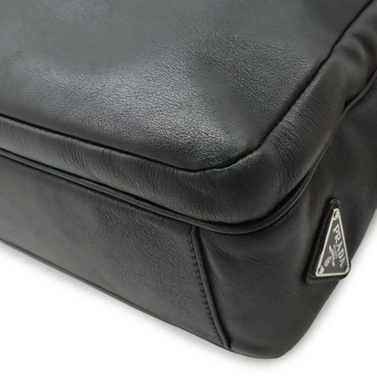 Prada Tote 2-Way Shoulder Bag Crossbody Leather Nero Black Silver