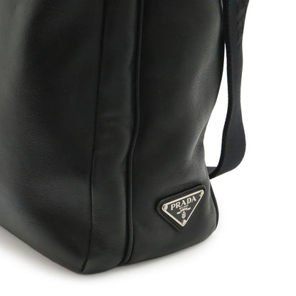Prada Tote 2-Way Shoulder Bag Crossbody Leather Nero Black Silver