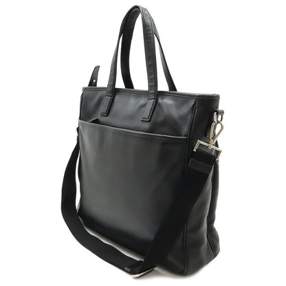 Prada Tote 2-Way Shoulder Bag Crossbody Leather Nero Black Silver