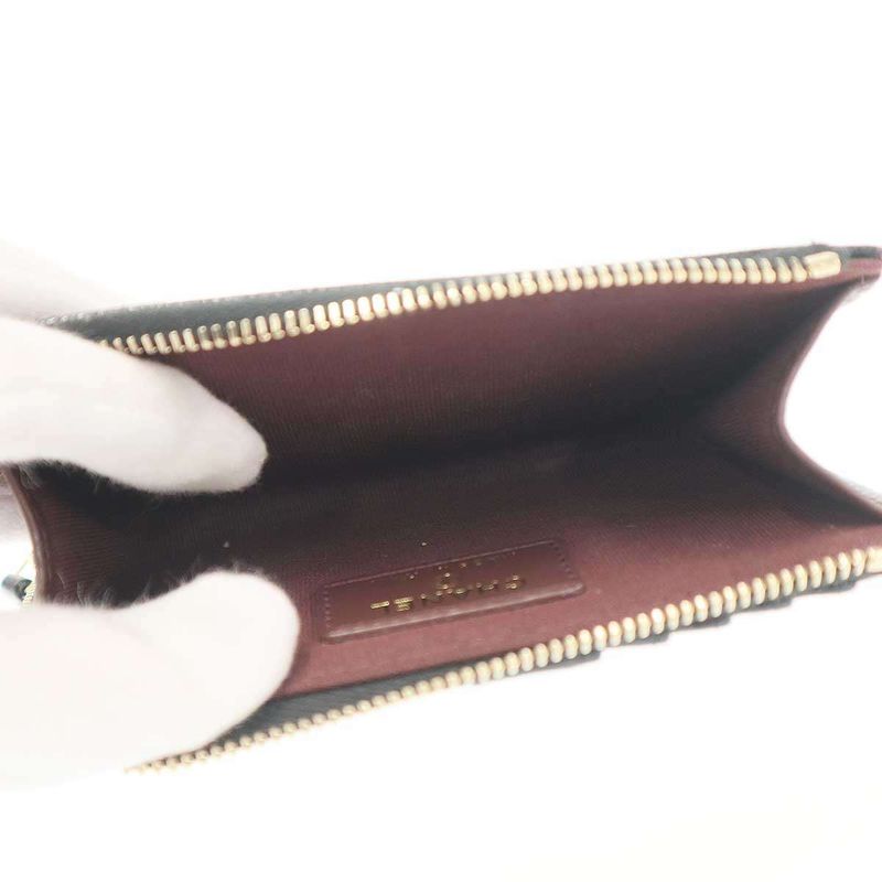 Chanel Quilted Shiny Grained Caviar Classic Zip Fragment Card Case Black