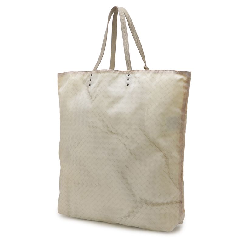 Bottega Veneta Intreccio Illusion Tote Large Shoulder Bag Nylon Cream with Charm