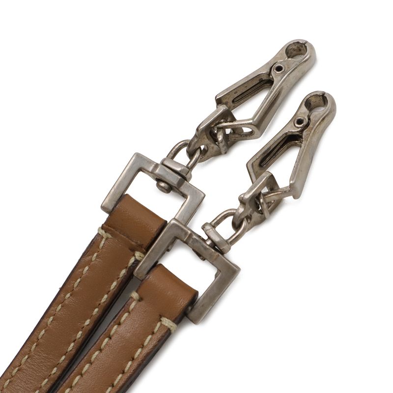 Prada Mini Boston Bag 2-Way Shoulder Leather Camel Light Brown Silver