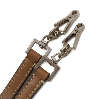 Prada Mini Boston Bag 2-Way Shoulder Leather Camel Light Brown Silver