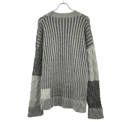 Versace Signature Patchwork Knit Sweater Gray 56