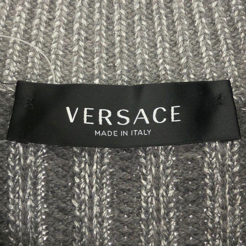 Versace Signature Patchwork Knit Sweater Gray 56