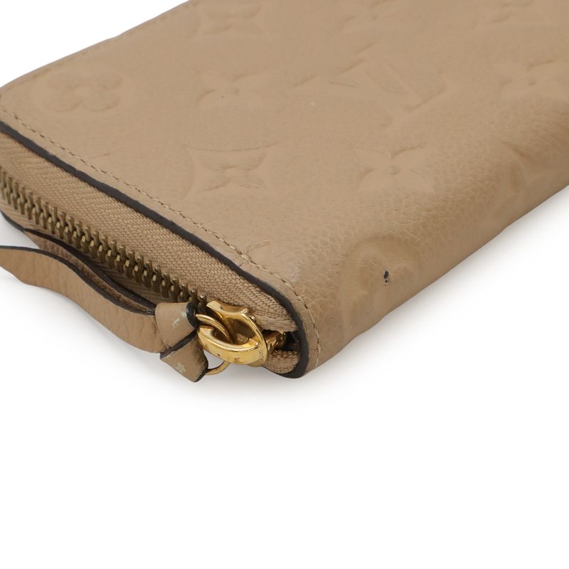 Louis Vuitton Monogram Empreinte Portefeuille Clemence Zip Around Wallet Dune