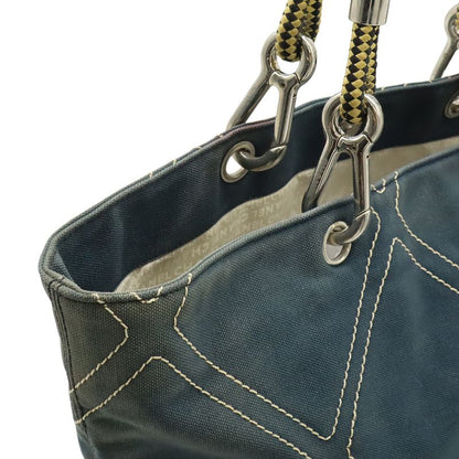 Chanel CC Logo Rope Tote Shoulder Bag Canvas Leather Navy Black