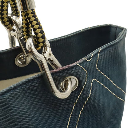 Chanel CC Logo Rope Tote Shoulder Bag Canvas Leather Navy Black