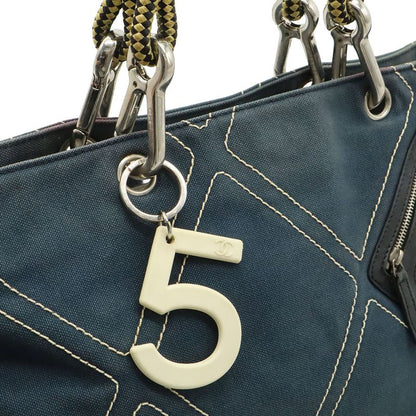 Chanel CC Logo Rope Tote Shoulder Bag Canvas Leather Navy Black